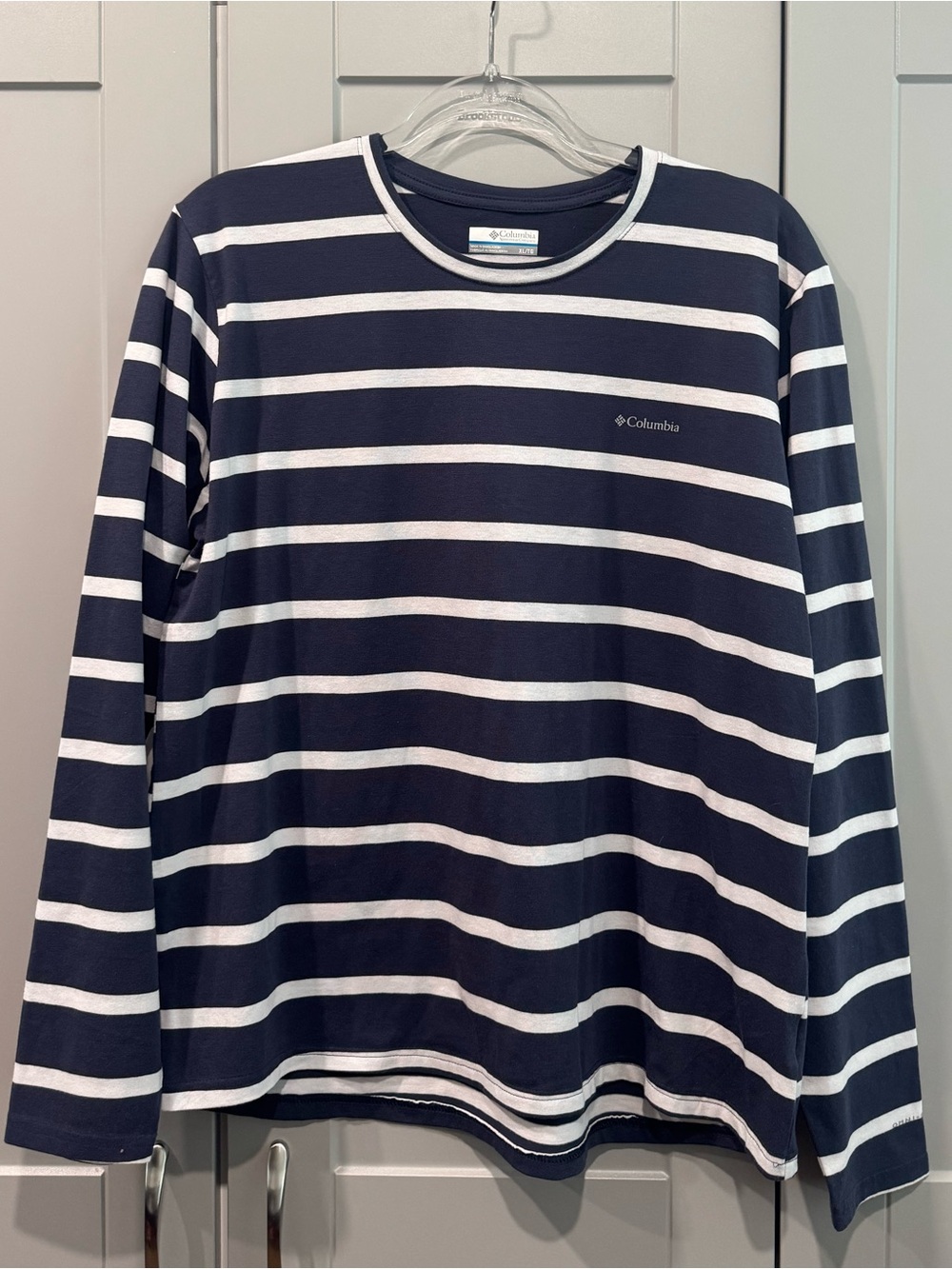 Columbia Men’s Navy & White Striped Long Sleeve Tee